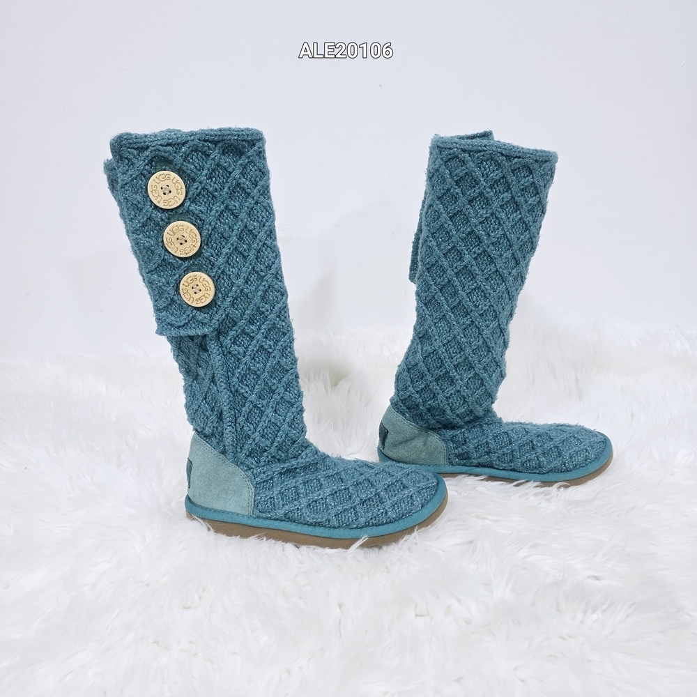 UGG style knit boots Classic Cardy model Turquoise Color Sz.7 - Picture 12 of 17